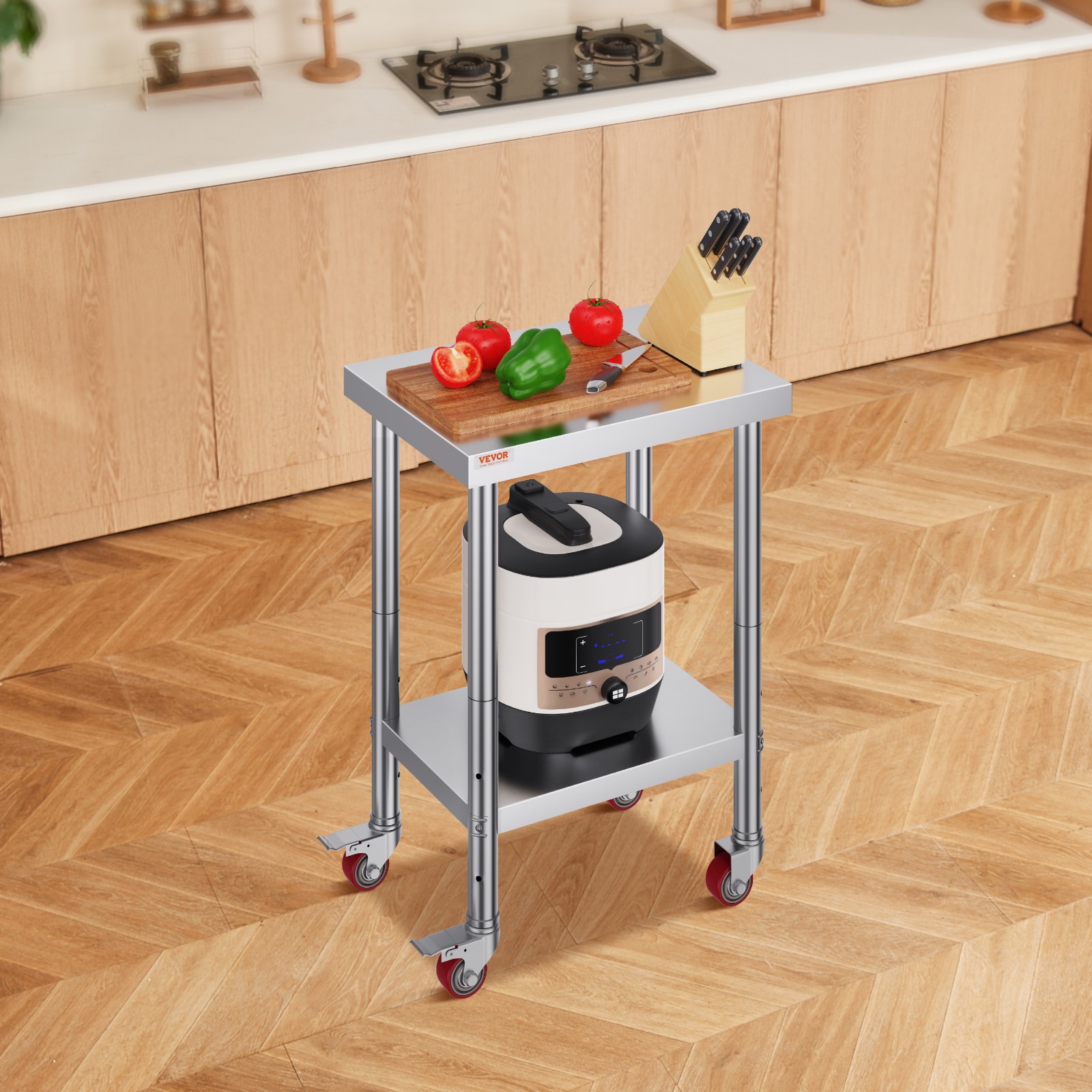 VEVOR Stainless Steel Work Table Commercial Prep Table 24×18 Inch With 4 Casters