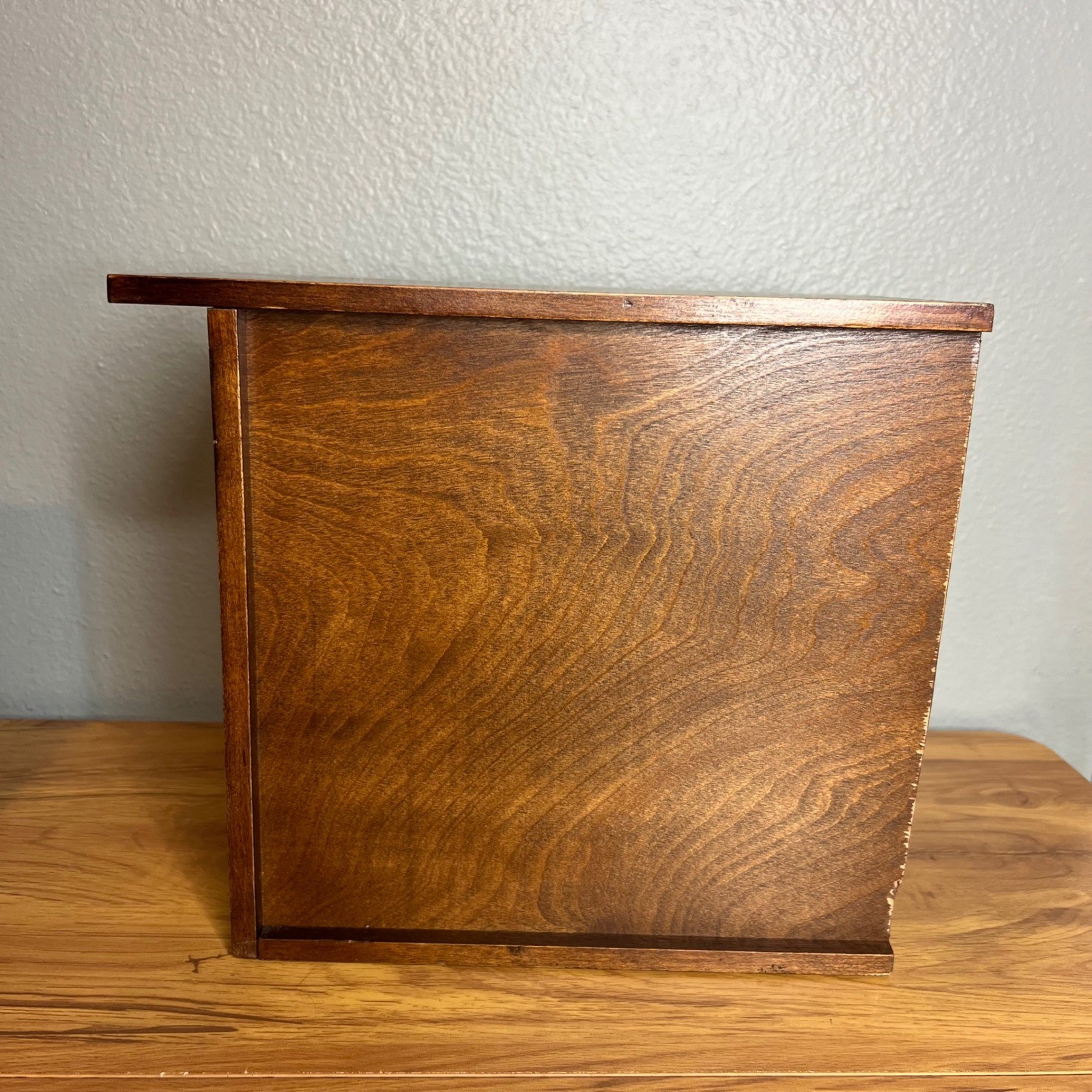 Vintage 2 Drawer Desktop Organizer w/ File Drawers Wooden Library Rustic 10.25″