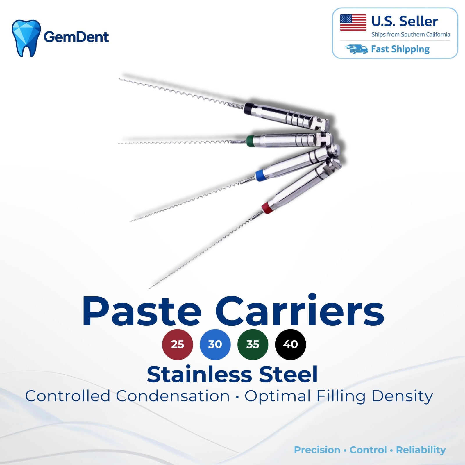 GemDent Lentulo Paste Carriers Stainless Steel Endo Root Canal 21/25mm 4pcs/pack