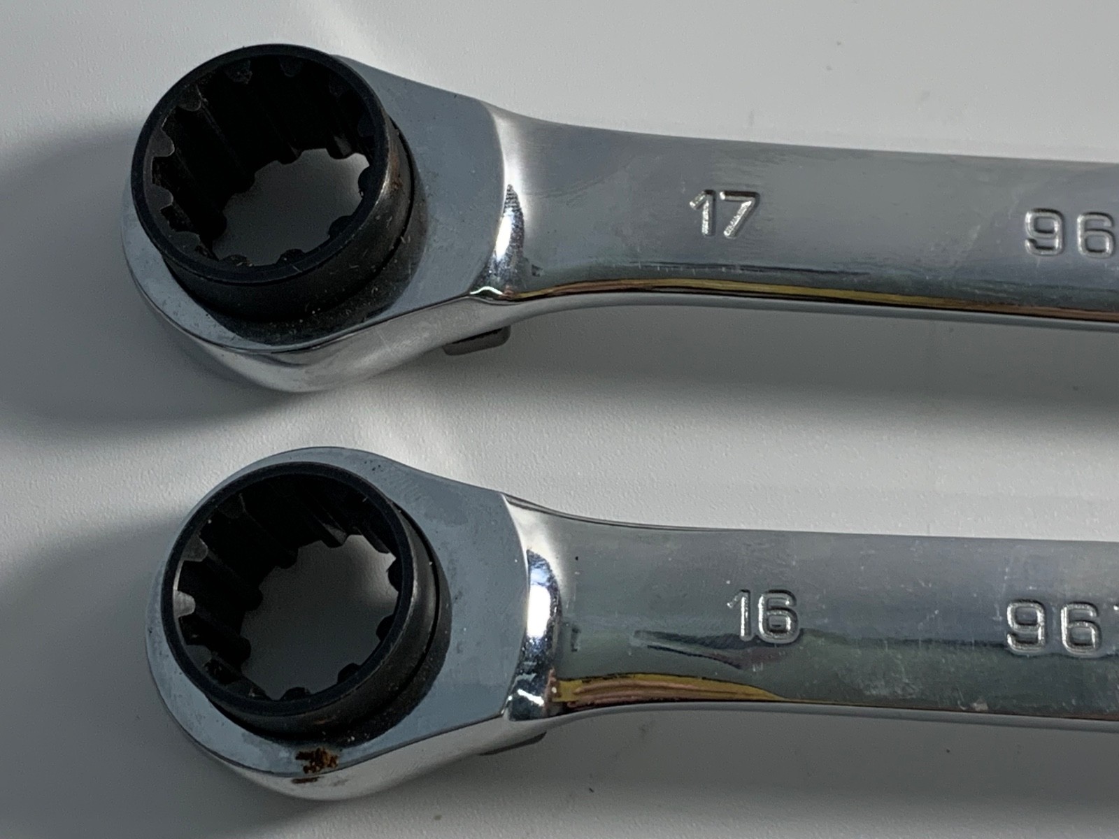 (2) STEELMAN PRO Double Box Reversible Ratcheting Wrench 17mmx19mm, 16mmx18mm