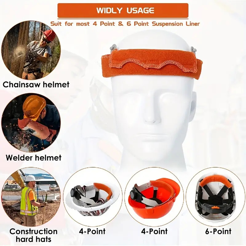6 Pcs Hard Hat Sweatband Cotton Helmet Liner Accessories Washable Sweat Bands
