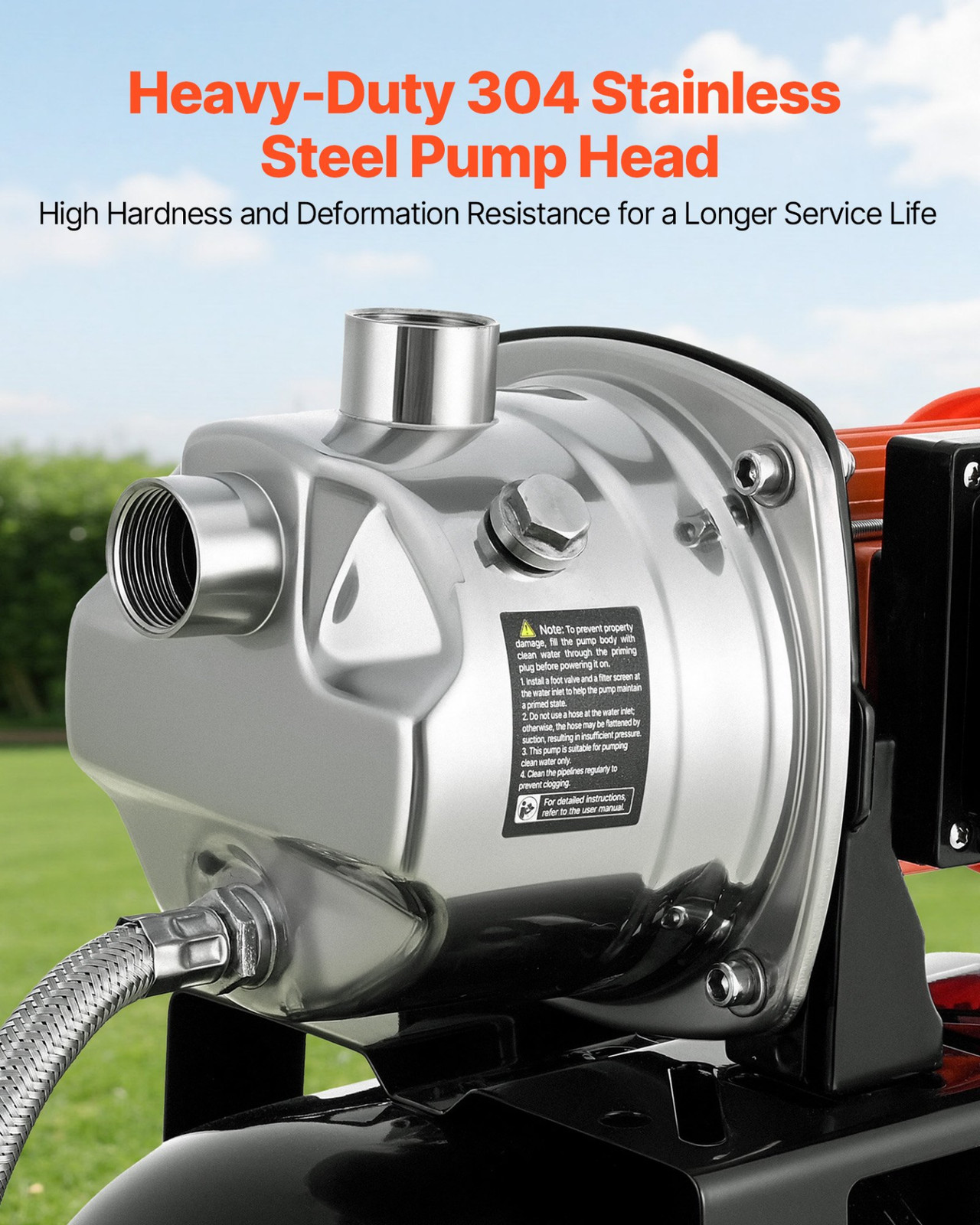 1 HP Shallow Well Pump with Pressure Tank, 120V 1000 GPH, for Home Garden Lawn
