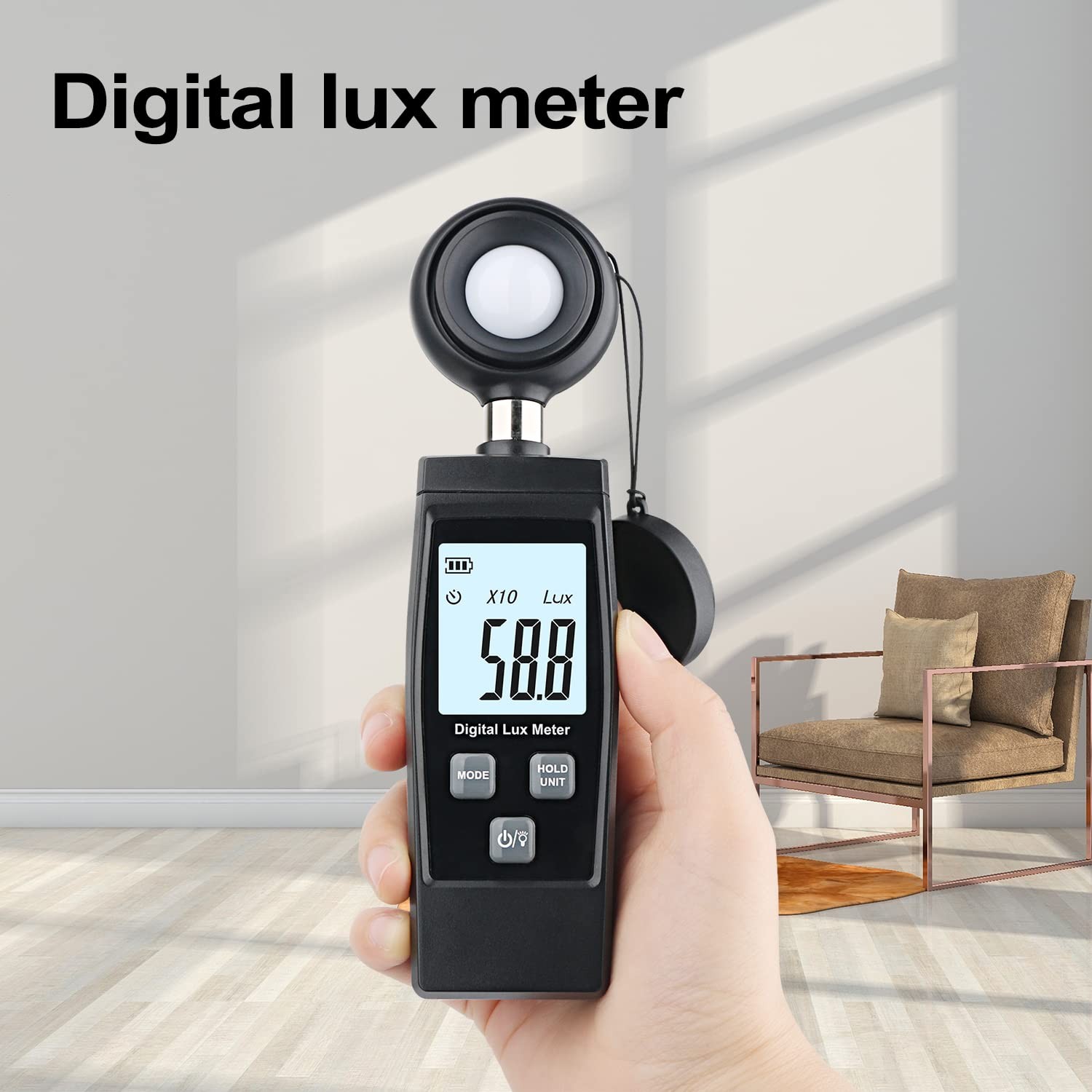 1 Pack Handheld Light Meter, 200,000 Lux, Digital, Photometer, Sensor, Plants