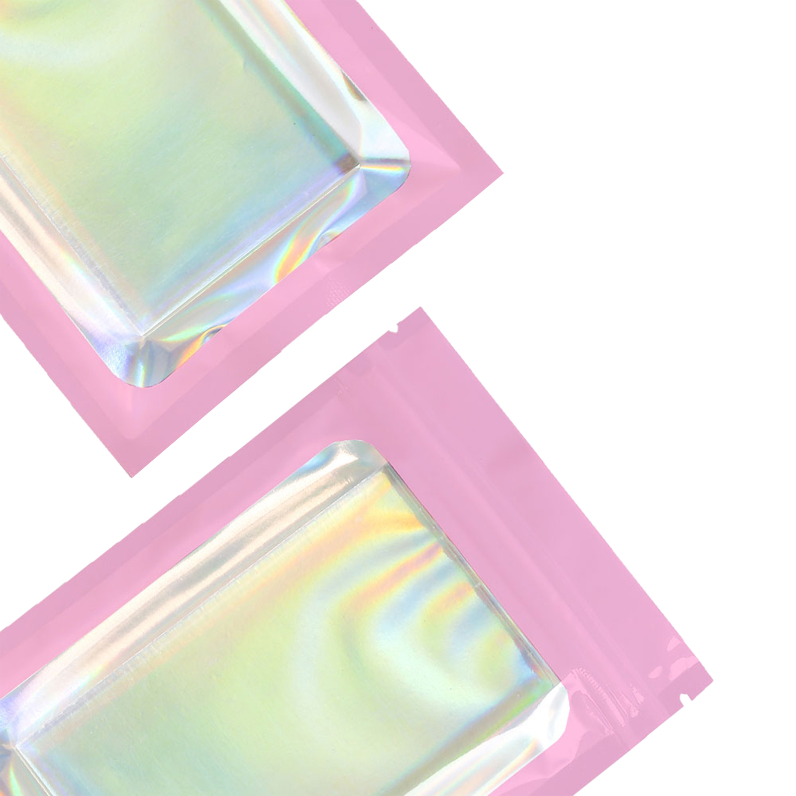 Pink & Holographic Mylar Foil Bags Resealable Zipper Seal Pouch Multi-QTY Pick