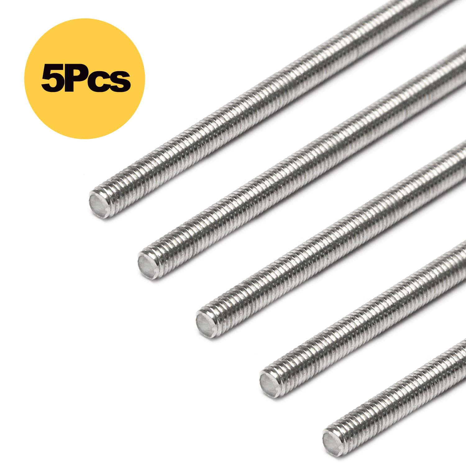 5pc M3 x 300mm Fully Threaded Rods 304 Stainless Steel All Thread Studs Metric