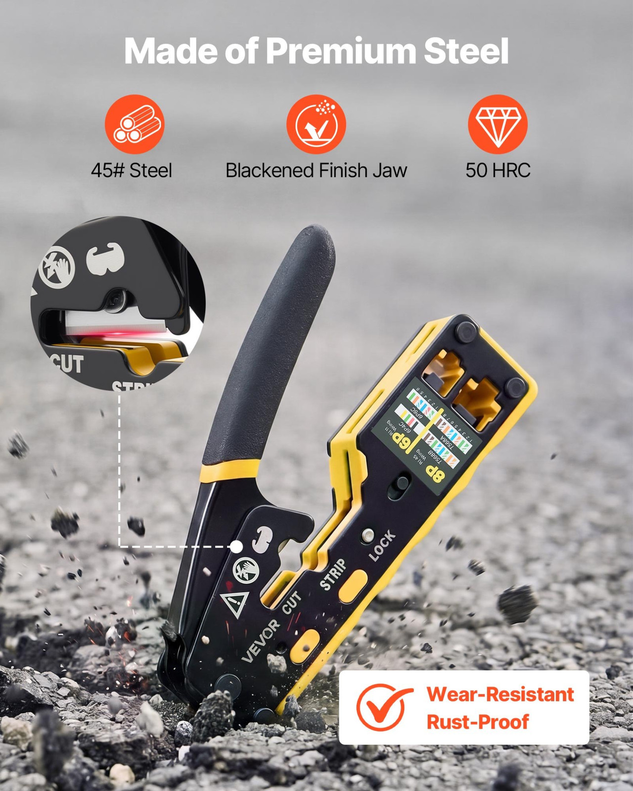 RJ45 RJ11 RJ12 Crimping Tool Kit Ethernet Crimper w/ Tester Plugs
