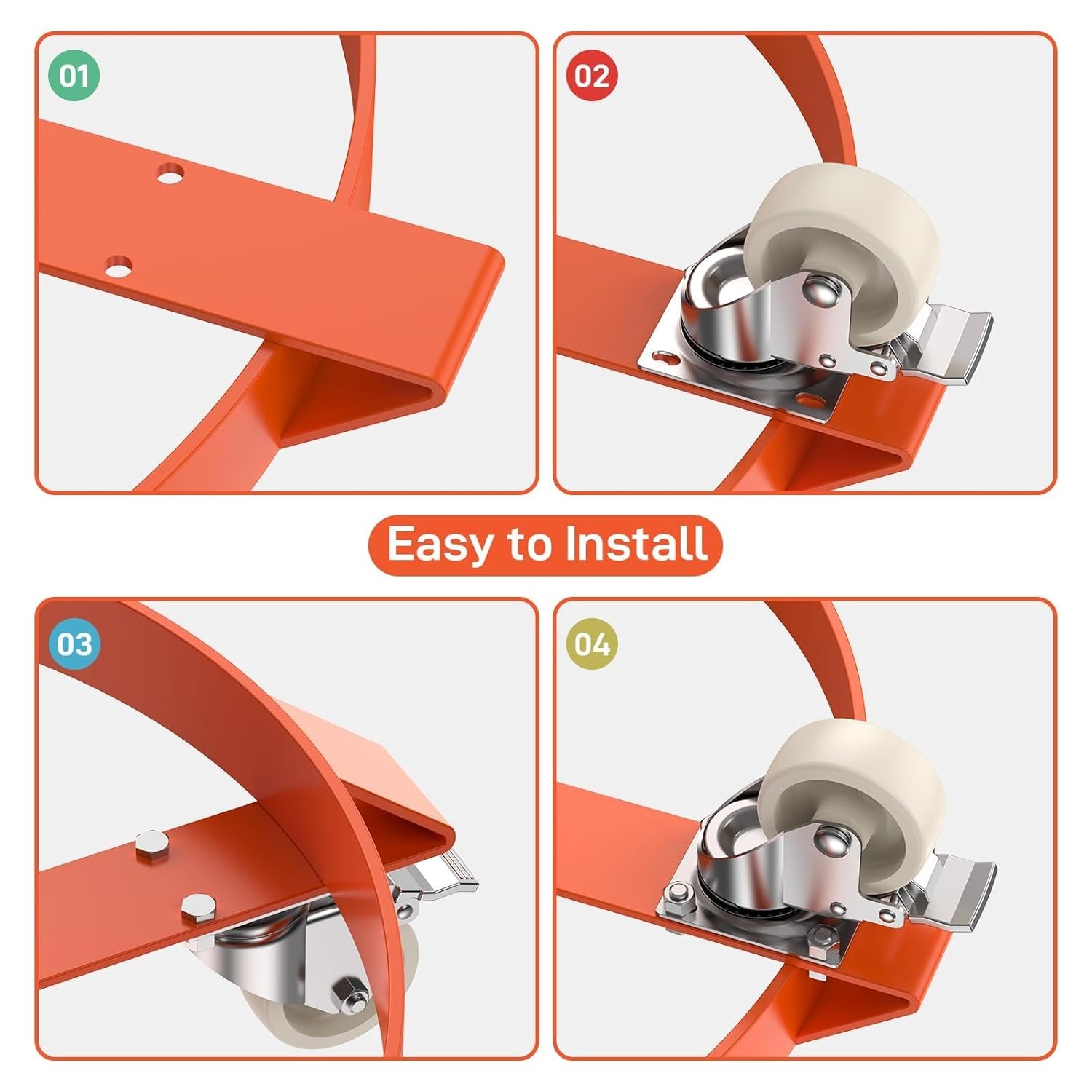 1/2 Pcs Drum Dolly 55 Gallon Heavy Duty Steel Frame 1000lbs Barrel Cart w/ Brake