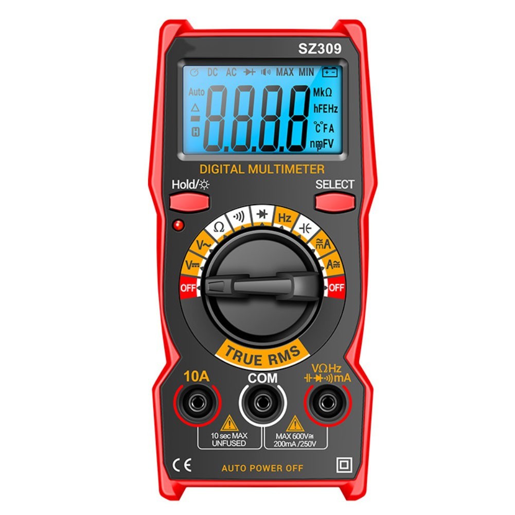 Digital Multimeter with Backlight and Auto Power Off for AC DC Voltage Current