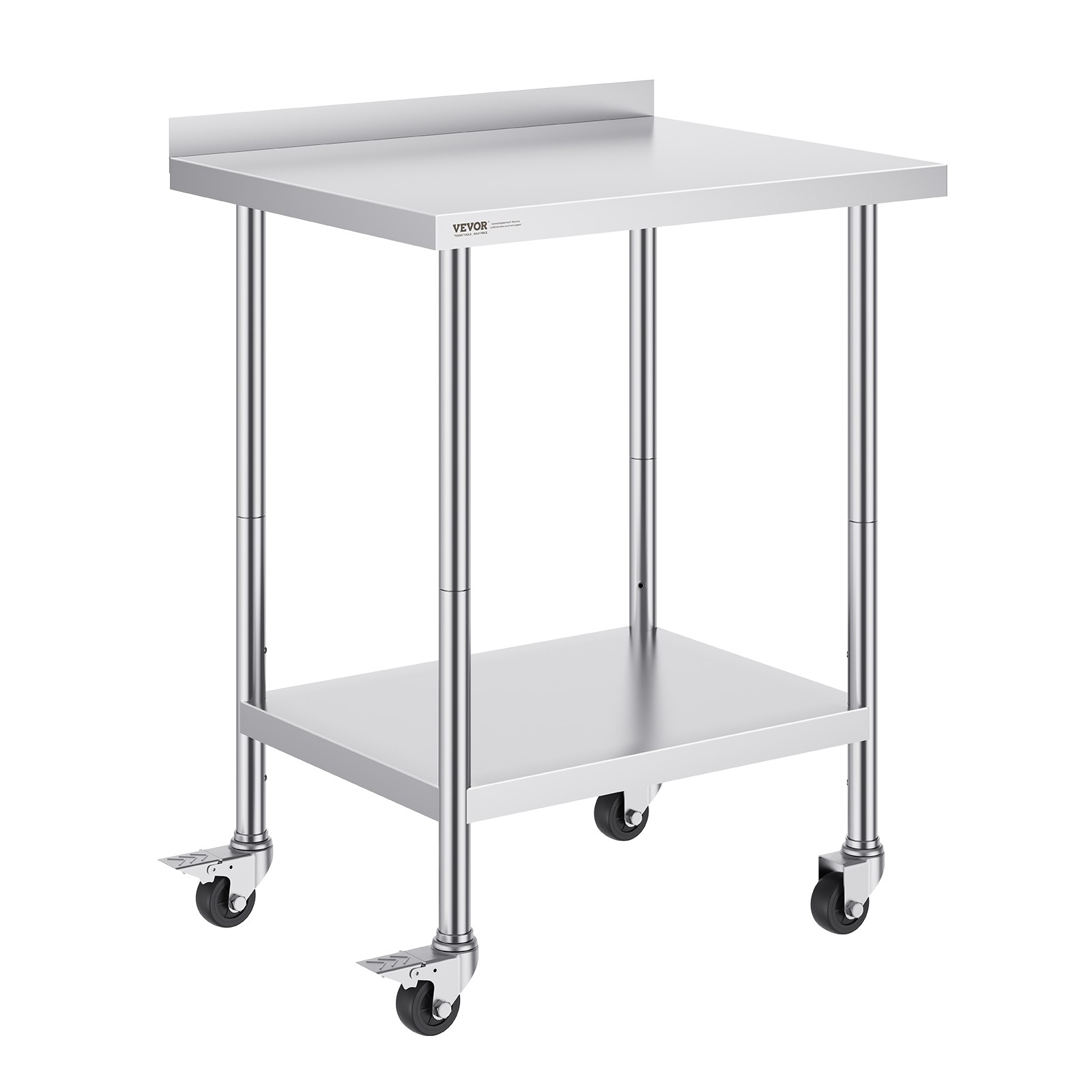VEVOR Stainless Steel Work Table Commercial Food Prep Table 24″x30″ with Casters