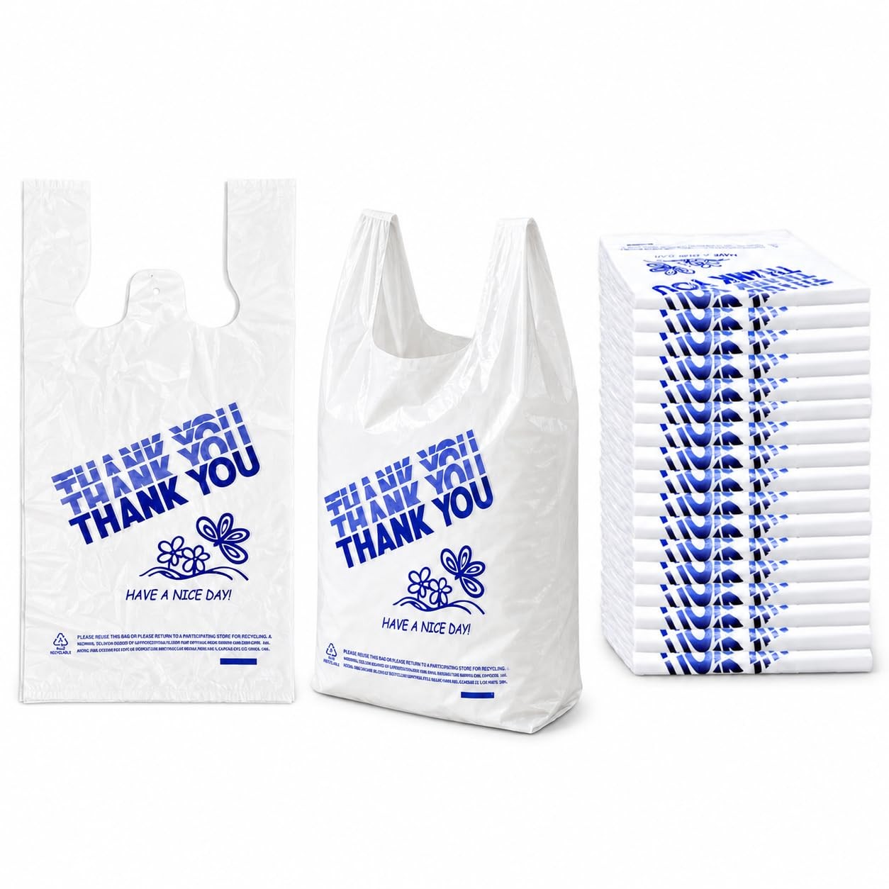 YoYoRain. (1000 Count Thank you bags, Plastic Bags with handle, retail shoppi…