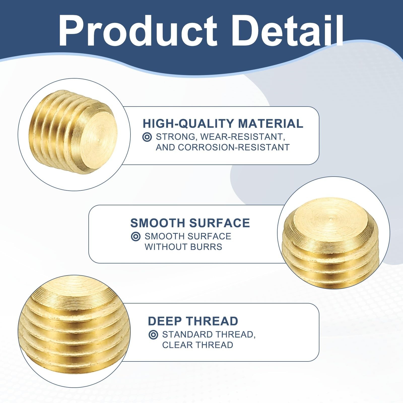 1/4″ NPT Male Internal Hex Pipe Fitting, 3 Pcs Brass Pipe Plug Fitting Assort…