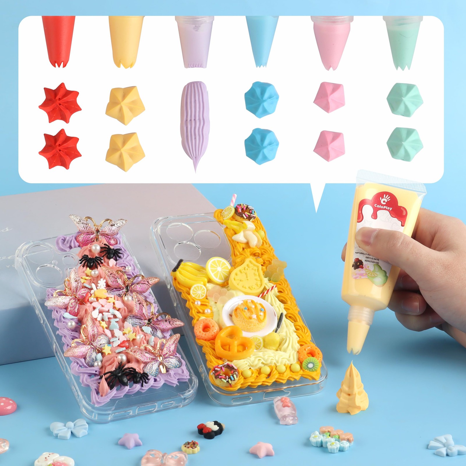 ColoPlay Whipped Cream Glue Kit 12PCS 50g 18PCS Piping Tips CP0014-B