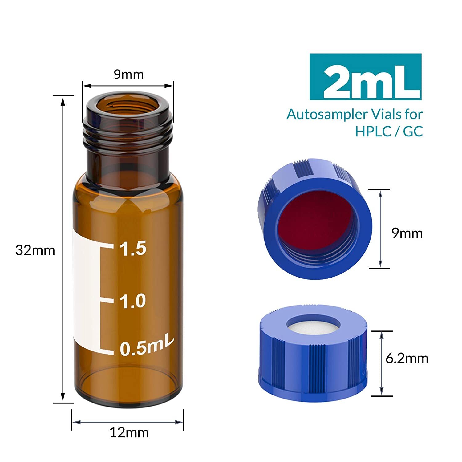 2000pcs 2mL Amber/Clear Vials Caps +0.22μm/0.45μm 13mm/25mm PTFE Syringe Filters