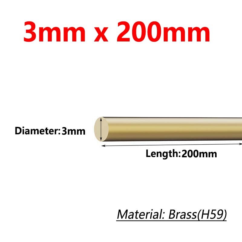 Brass Round Bar Rod Solid Dia 3mm 5mm 8mm 10mm 20mm – 50mm Length 100mm – 300mm