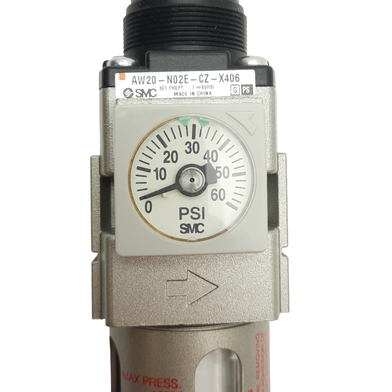 SMC AW20-N02BE-CZ-X406 Filter Regulator, 1/4in NPT, 1.0MPa, 0.05 to 0.85MPa