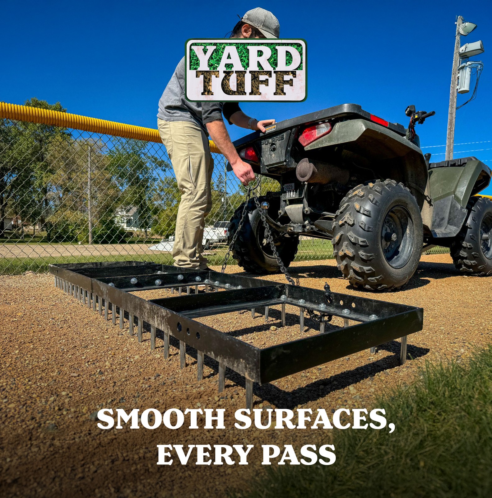 Yard Tuff Spike Drag, Tow Behind Lawn Field Leveling Attachment, 6 Ft Wide