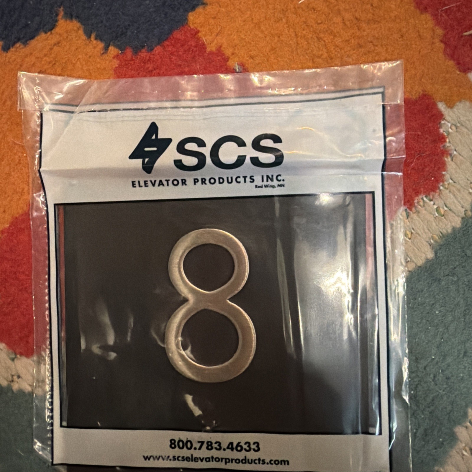 SCS Products Elevator Jamb Plate Sign with Raised Floor Number and Braille 8