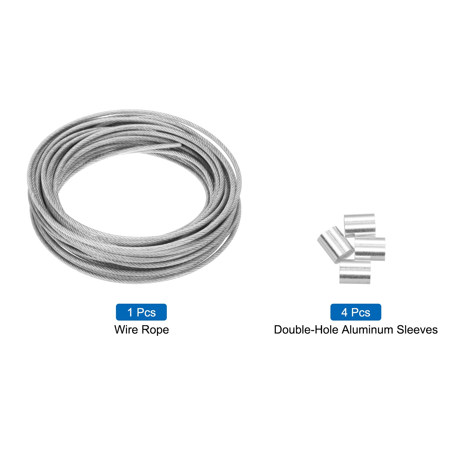33Ft(10m) Wire Rope 1/8″(3mm) with 4Pcs Aluminum Sleeves Transparent