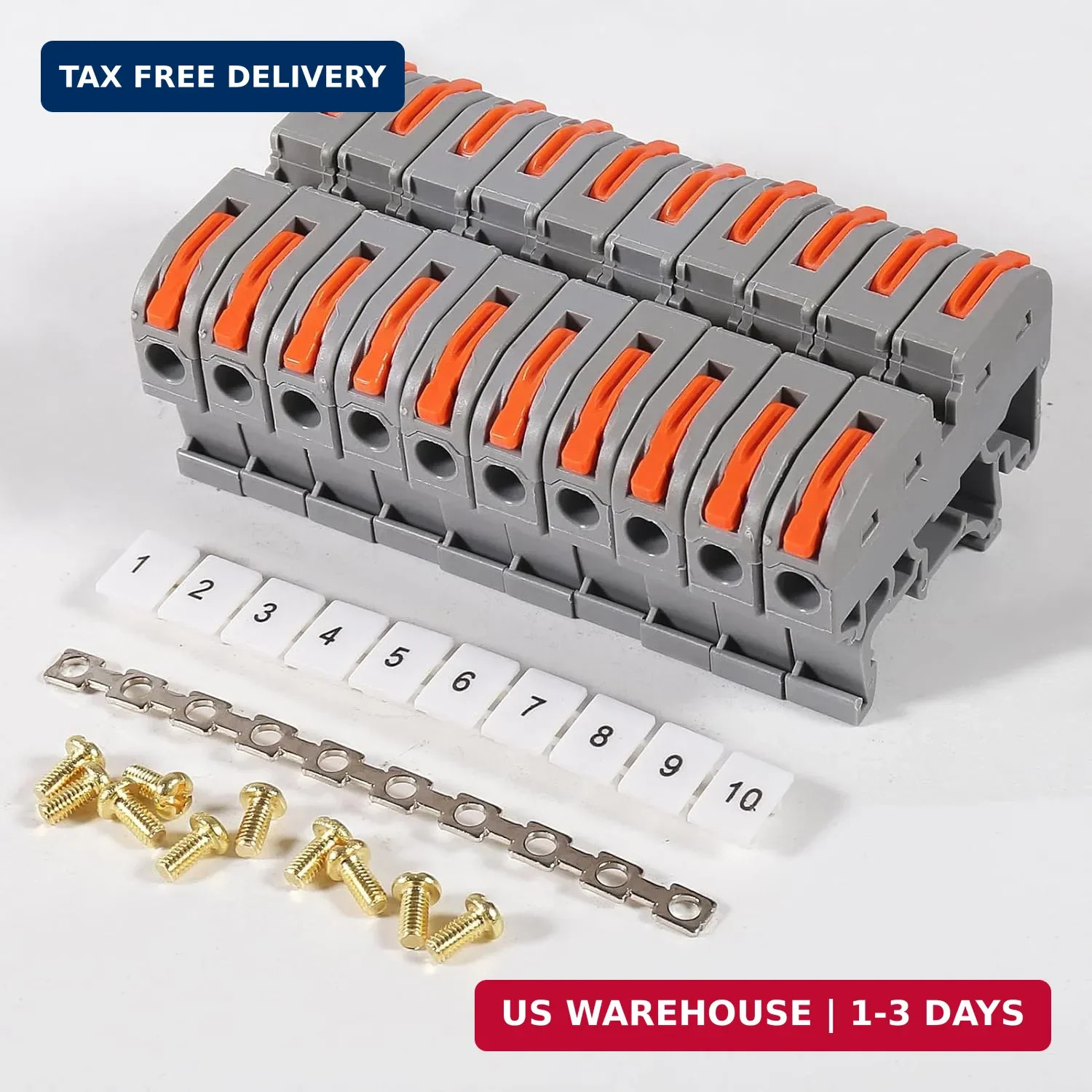 DIN Rail Terminal Blocks Kit, 30PCS Universal Compact Wire Wiring Connector with