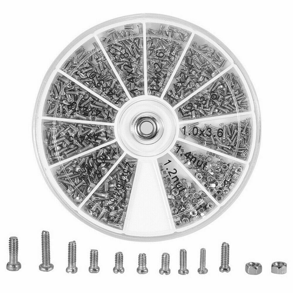600Pcs Stainless Steel Nuts Bolts small Screws Kits Assorted M1/M1.2/M1.4