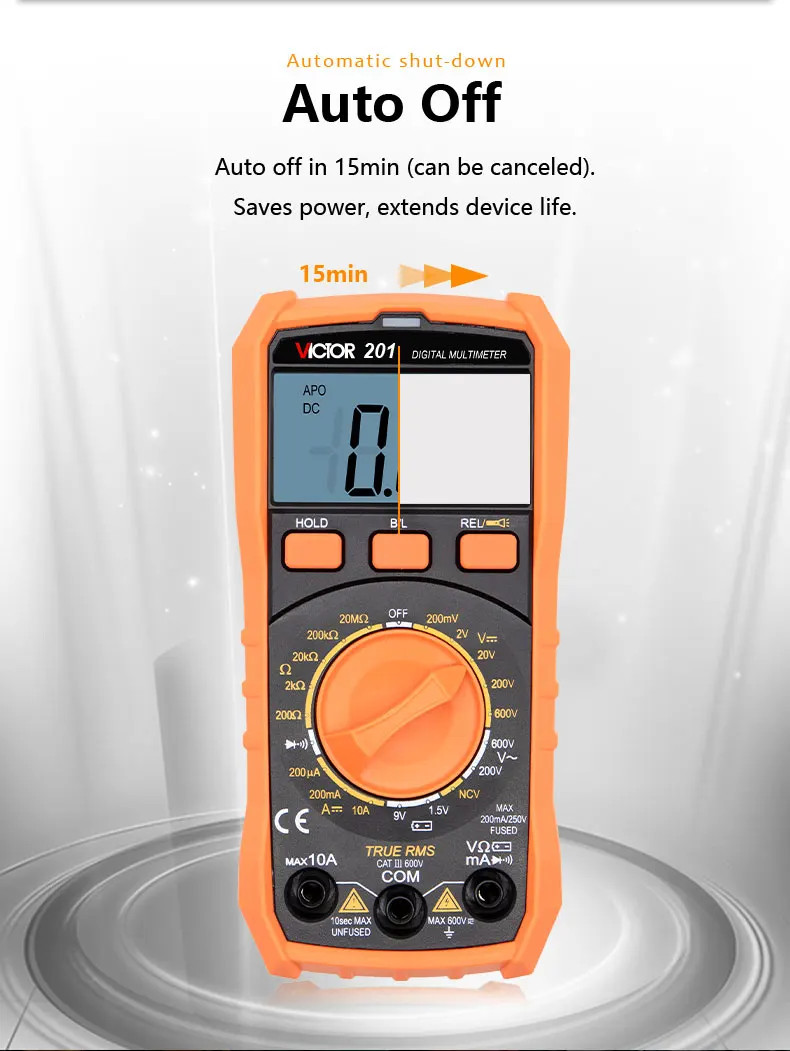 Digital Multimeter Portable Compact Manual Ranging Voltage Current Resistance