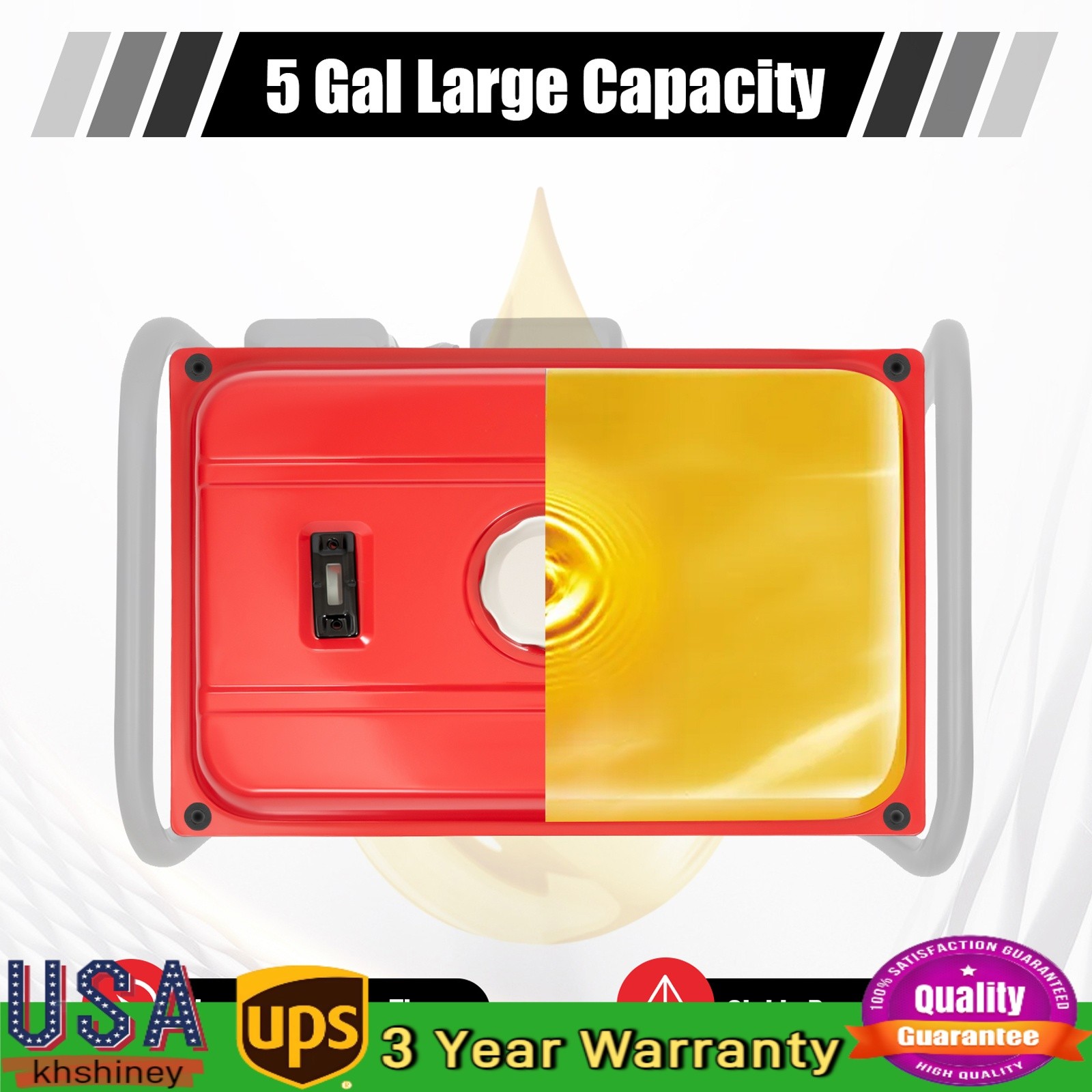 4 Gal Universal Generator Gas Fuel Tank w/ Chrome Cap Gauge Petcock Valve Red