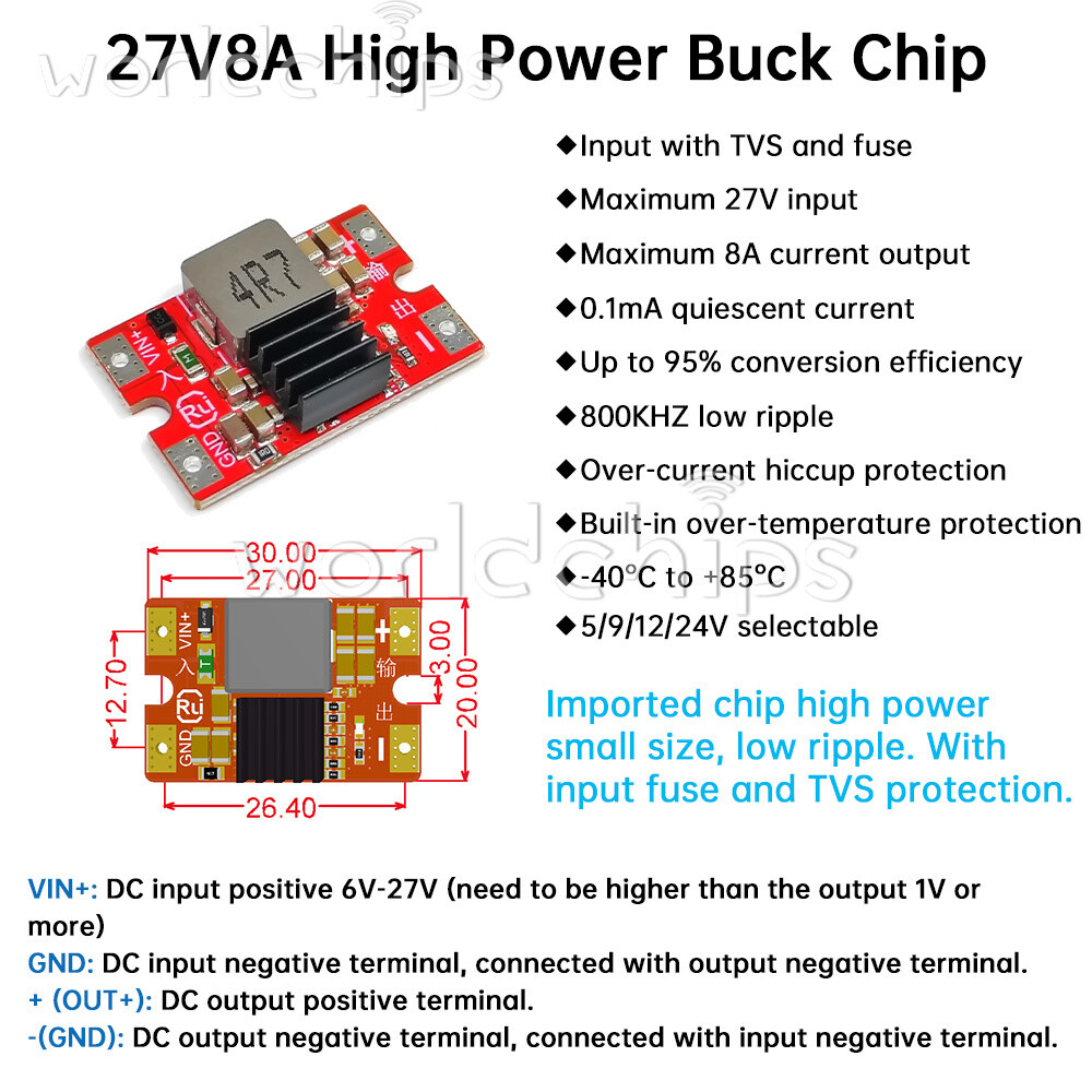 27V to 5V 12V 8A Mini DC-DC Voltage Reduction Module High Power Buck Module