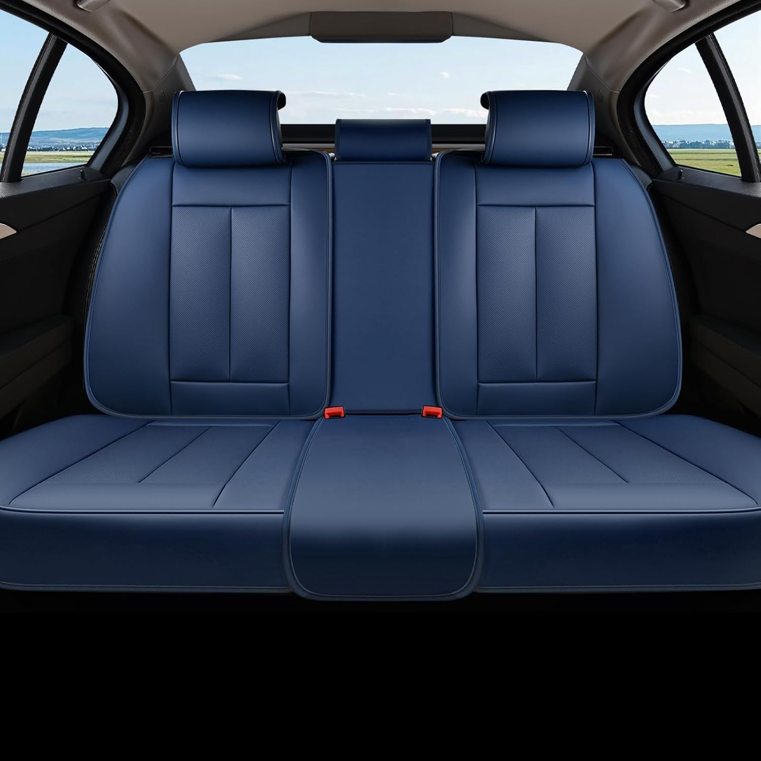 Leather Car Seat Covers Back Set,Universal Fit for Most Cars,SUVs and Sedans,Wat