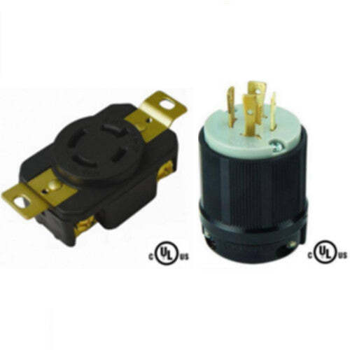 NEMA L15-20 Plug and Receptacle Set – Rated for 20A, 250V, 4-Wire, 3 Pole