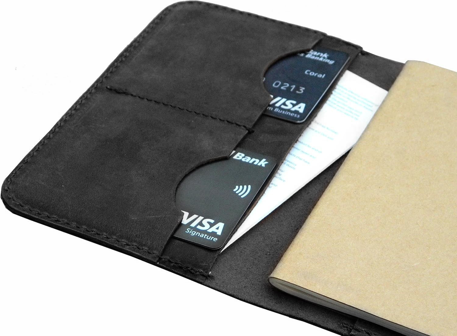 Leather Journal Cover for Field Notes, Small Pocket Size Notebook 3.5″ X