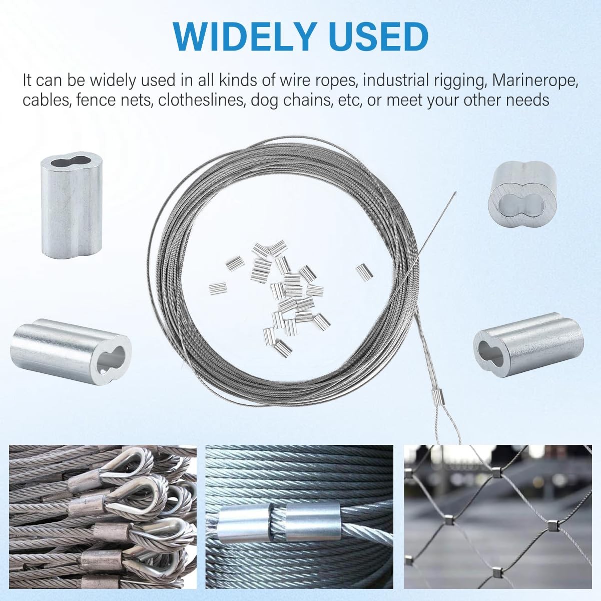 100pcs 1/8″(3mm) Aluminum Crimping Sleeves Loops, Cable Crimps Wire Ferrules,…