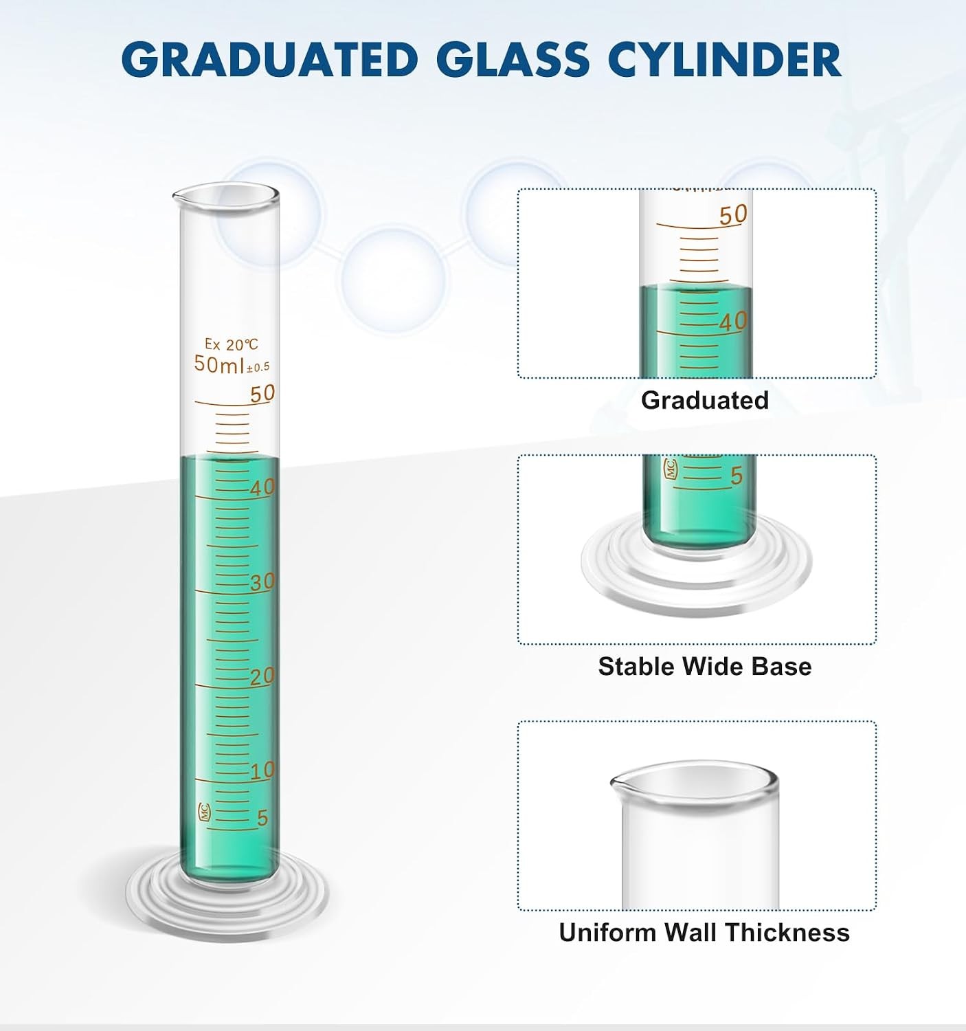 Set of 19 Laboratory Glassware Set Science Lab Chemistry Beaker 50/100/250/500ML
