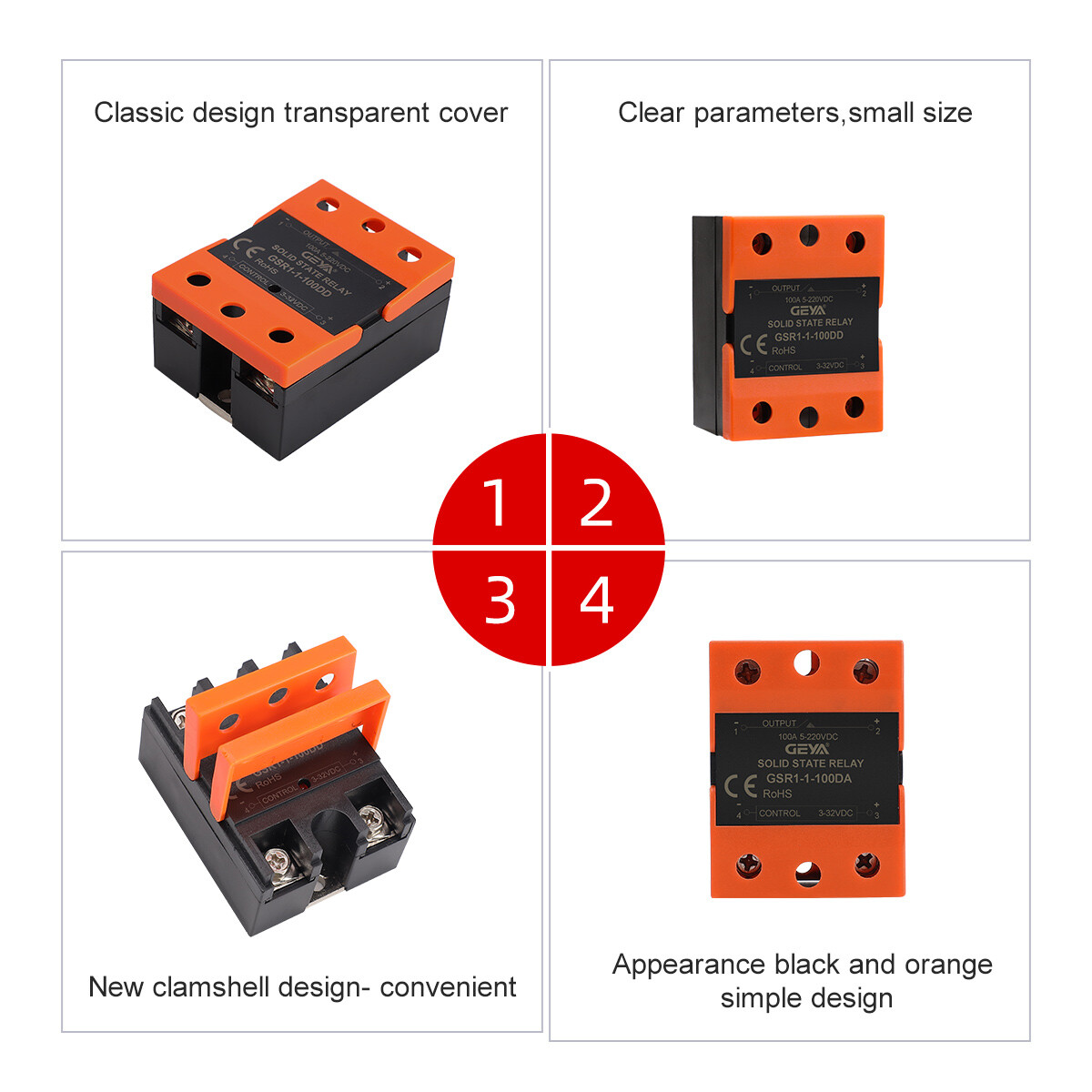 GEYA Solid State Relay SSR-10/25/40/60/80/100/120DD 3-32DC to 5-220DC &Radiator