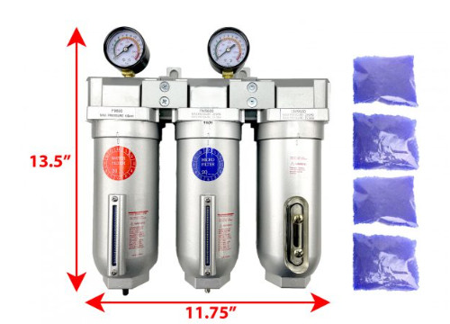 3/4″ NPT 3 Stages Filter Coalescing Desiccant Dryer System w/ Auto Drain