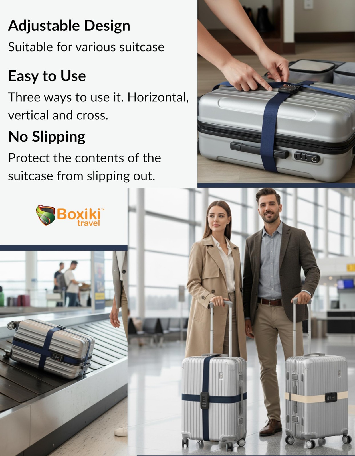 TSA Approved Luggage Straps Light Beige Set of 2 Anti-Burst Adjustable Polyes…