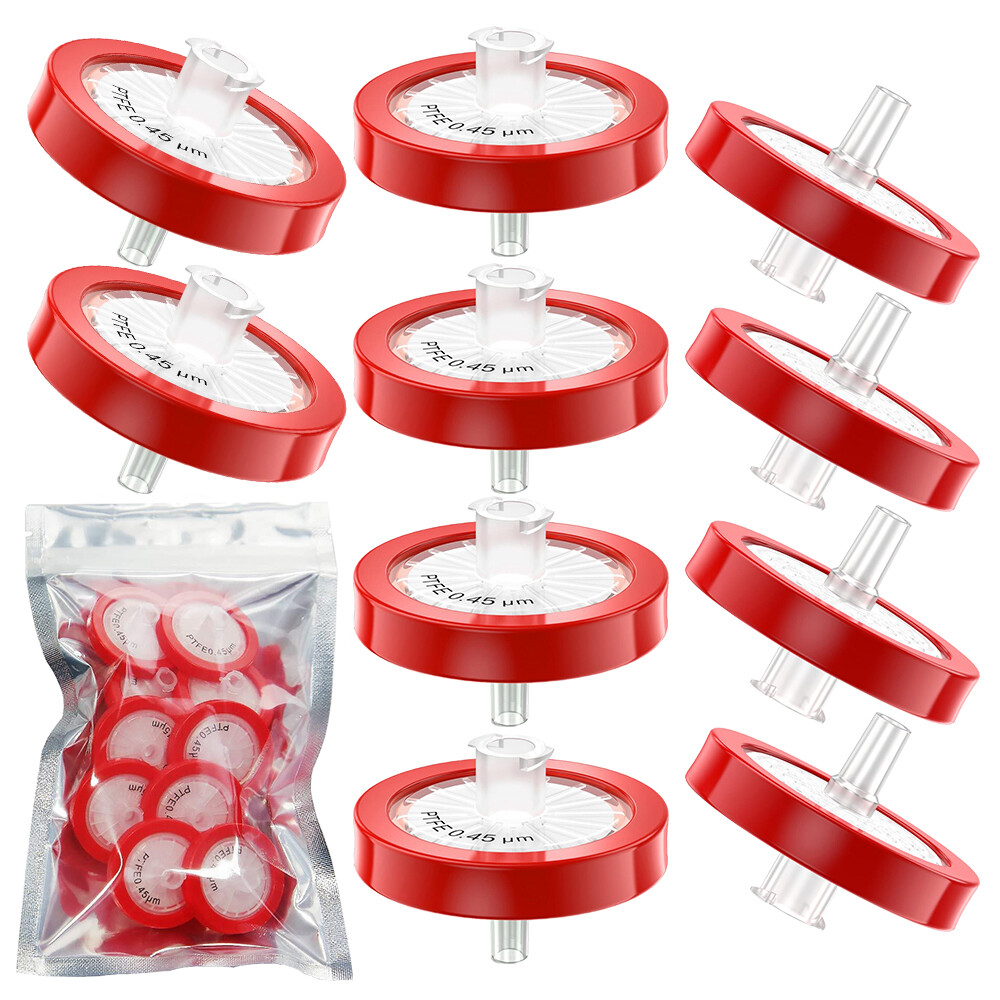 200pcs PTFE Syringe Filter 0.45μm,25mm–Hydrophobic,Non-Sterile–Solvent&Chemical