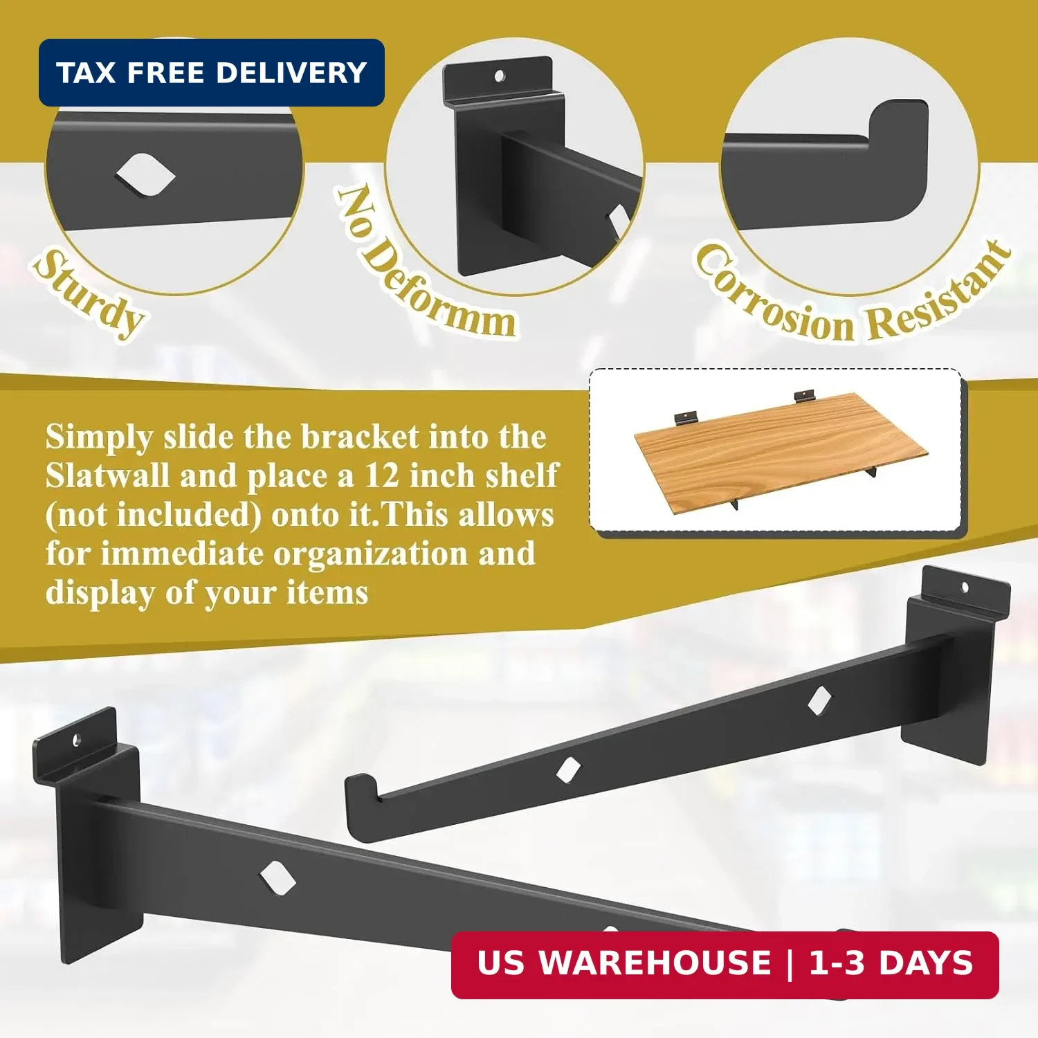 12 Inch Slatwall Shelf Bracket Set of 12, Heavy Duty Slat Wall Shelf Bracket, Me
