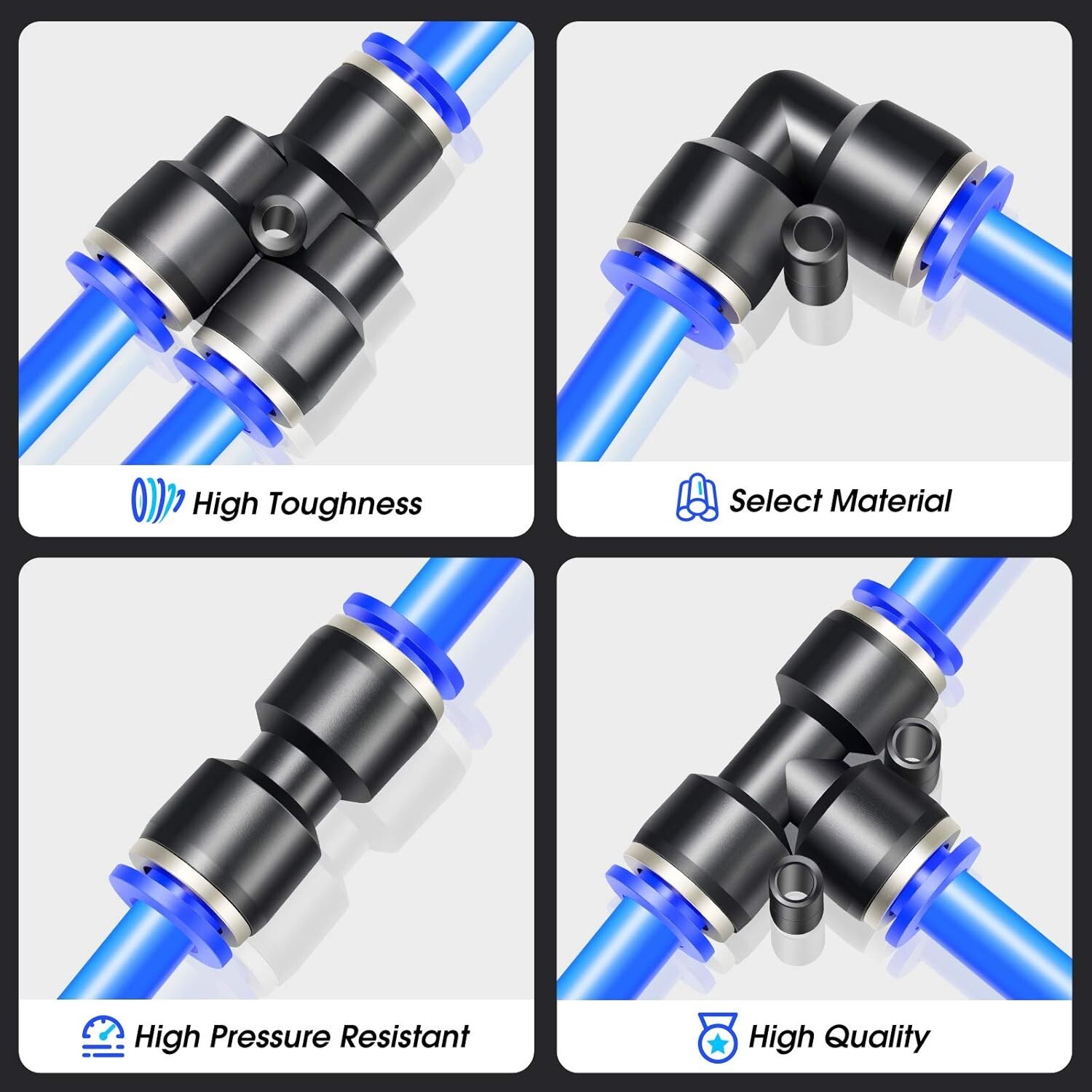 Blue 8Mm or 5/16 OD 5Mm ID Polyurethane PU Air Hose Pipe Tube Kit 10 Meter