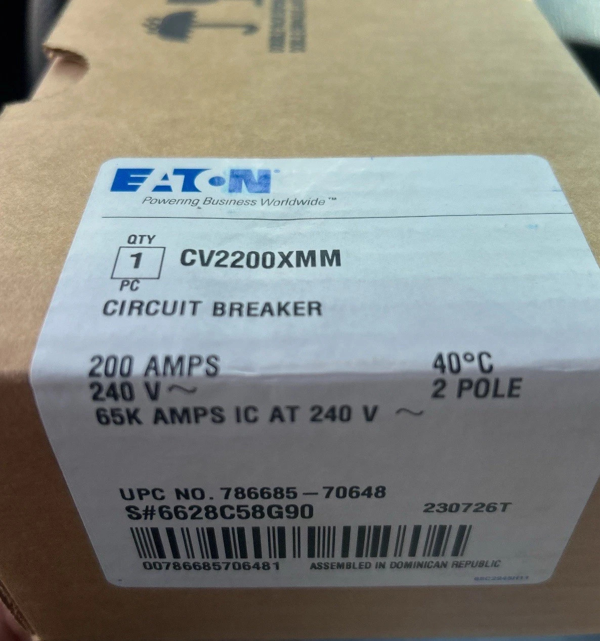 NEW Eaton CV2200XMM 200A 120/240VAC 2-Pole Molded Case Ciurcuit Breaker