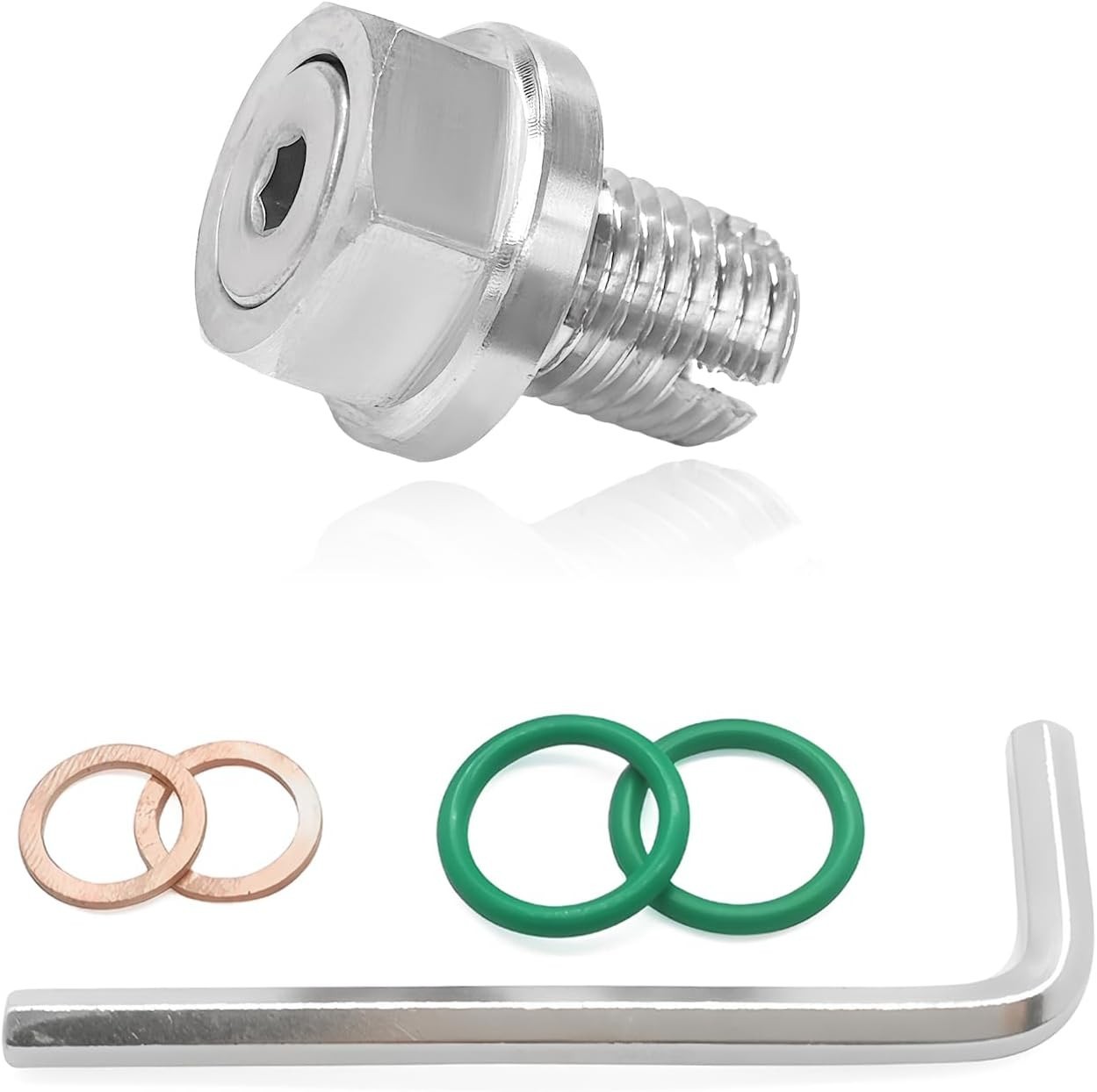 M12.1-1.5 x 15mm Oversize Piggyback Oil Drain Plug, Stainless Steel Self Tapping