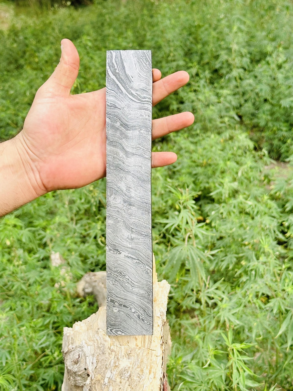 7 MM Hand Forged DAMASCUS STEEL PLATE 12”x 2” Flat Bar Billet Bar