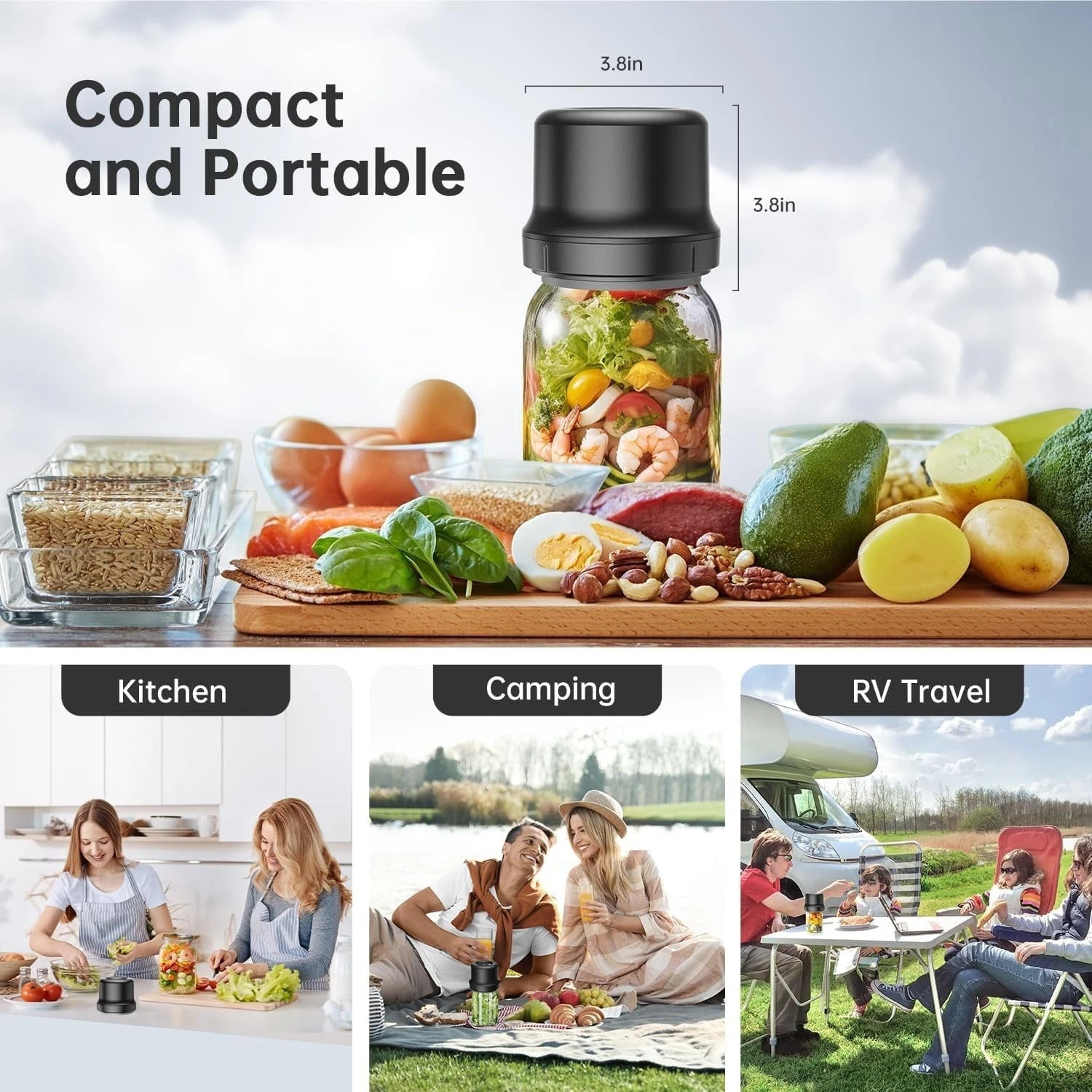 Electric Mason Jar Vacuum Sealer Kit for Wide Mouth and Regular Mouth Mason Jars