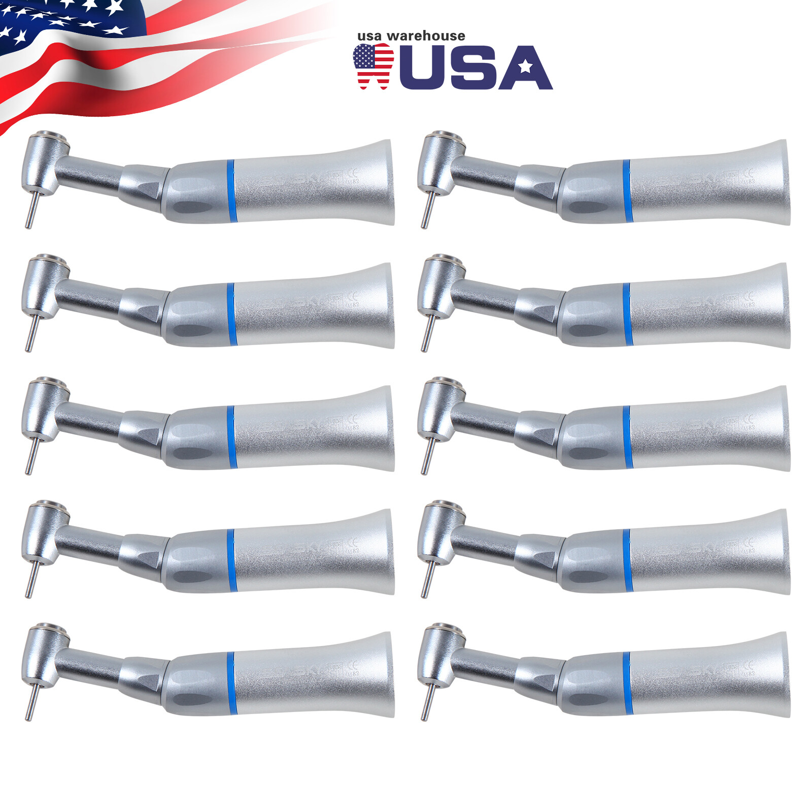 1-10*Dental Slow Low Speed Contra Angle Handpiece Push Button Fit FG1.6mm Bur ty