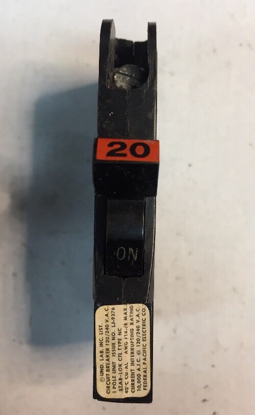 Federal Pacific FPE Stab-Lok Breaker 1 Pole 20 Amp 120V Thin – Ships Today