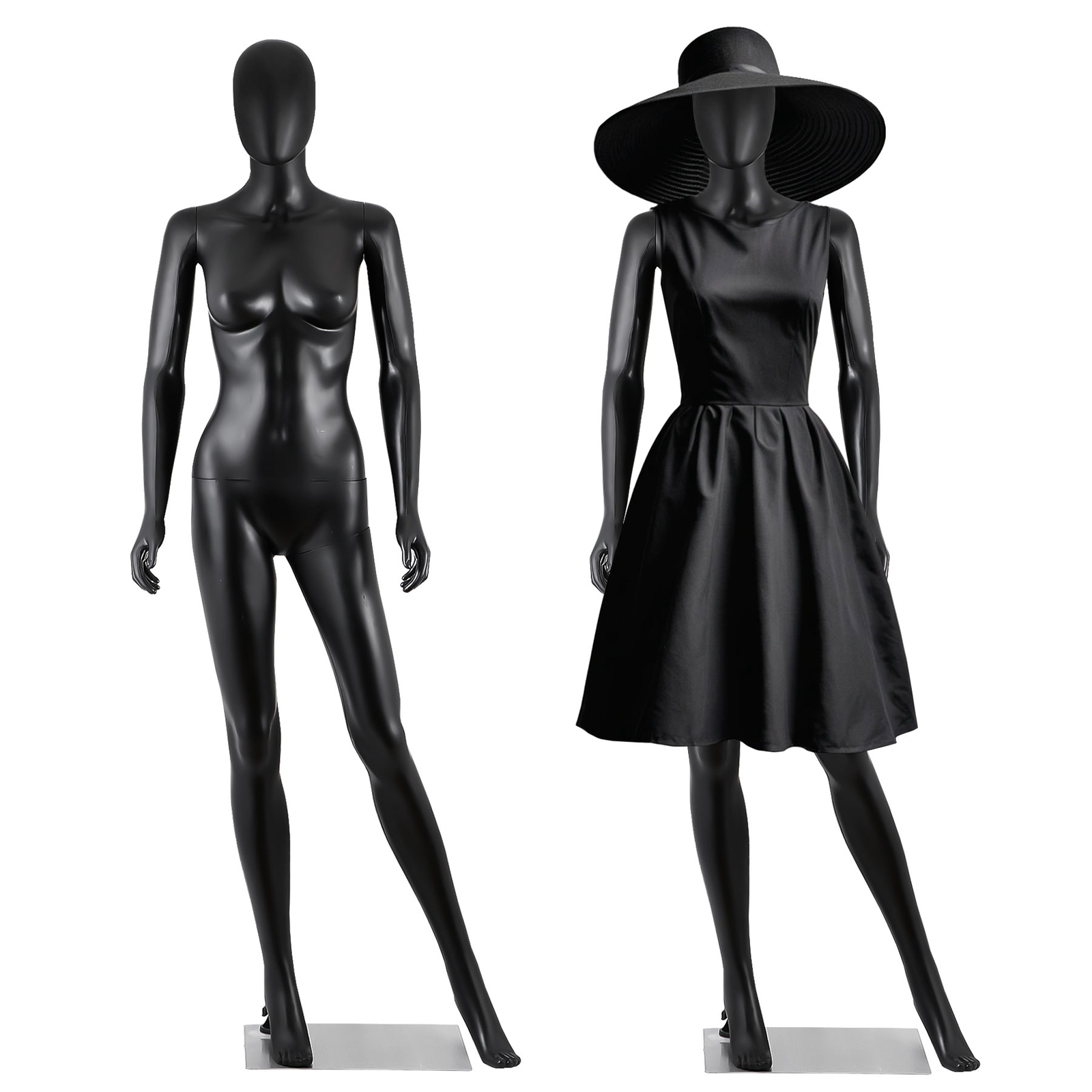 70″ Black Female Mannequin Full Body Maniquine Model Stand Adjustable Metal Base