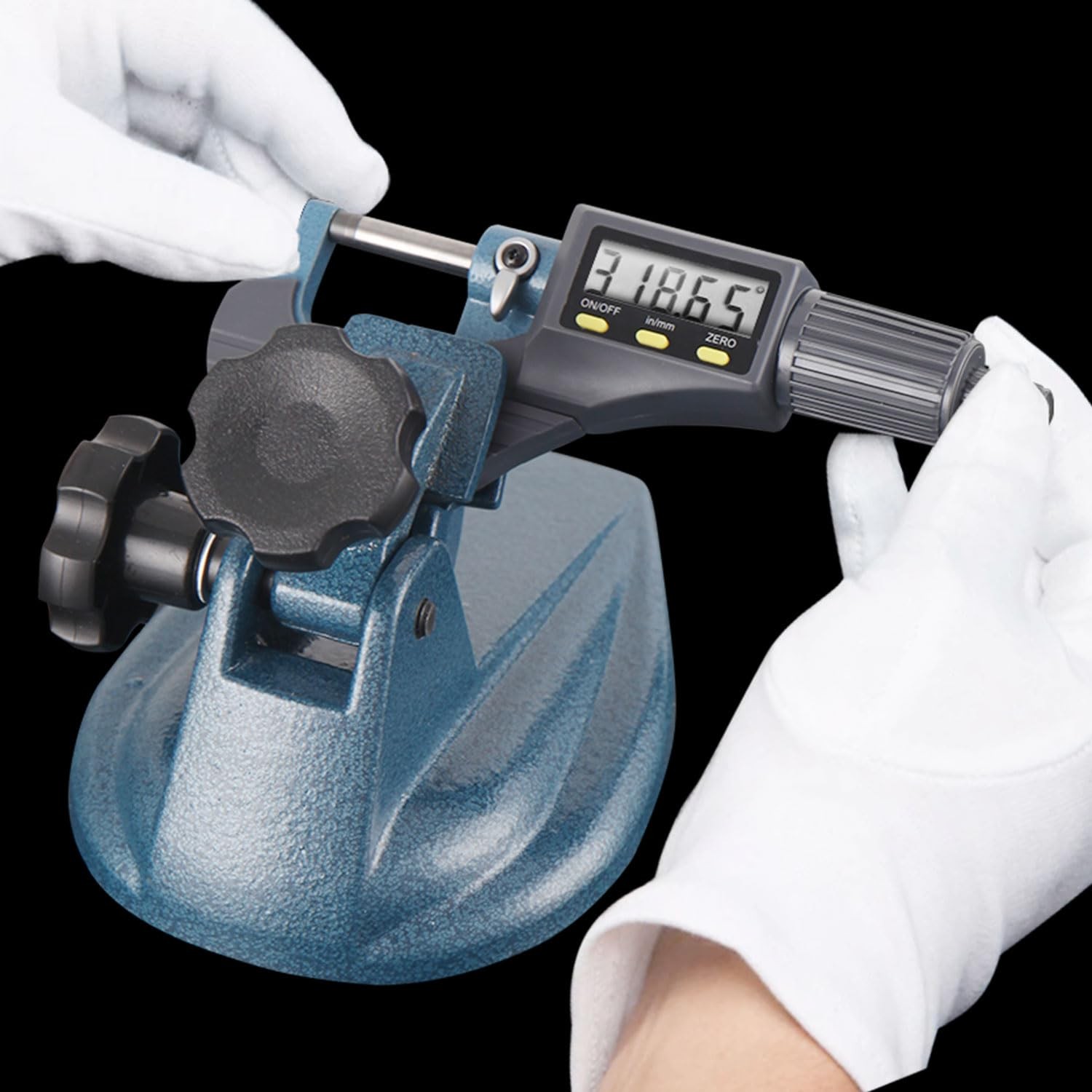 HDLNKAK Professional Micrometer Stand for Micrometers Up to 4″, Blue