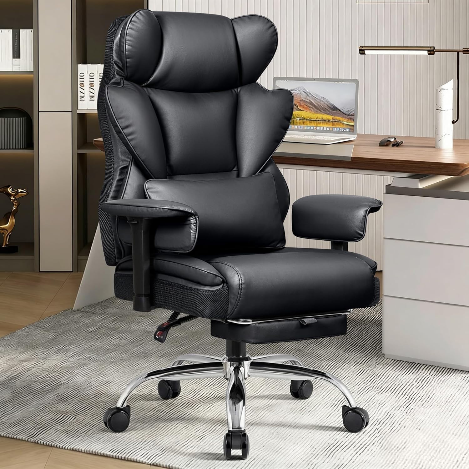 Big and Tall Office Chair – Heavy Duty 400 LBS Executive Chair with Lumbar Su…