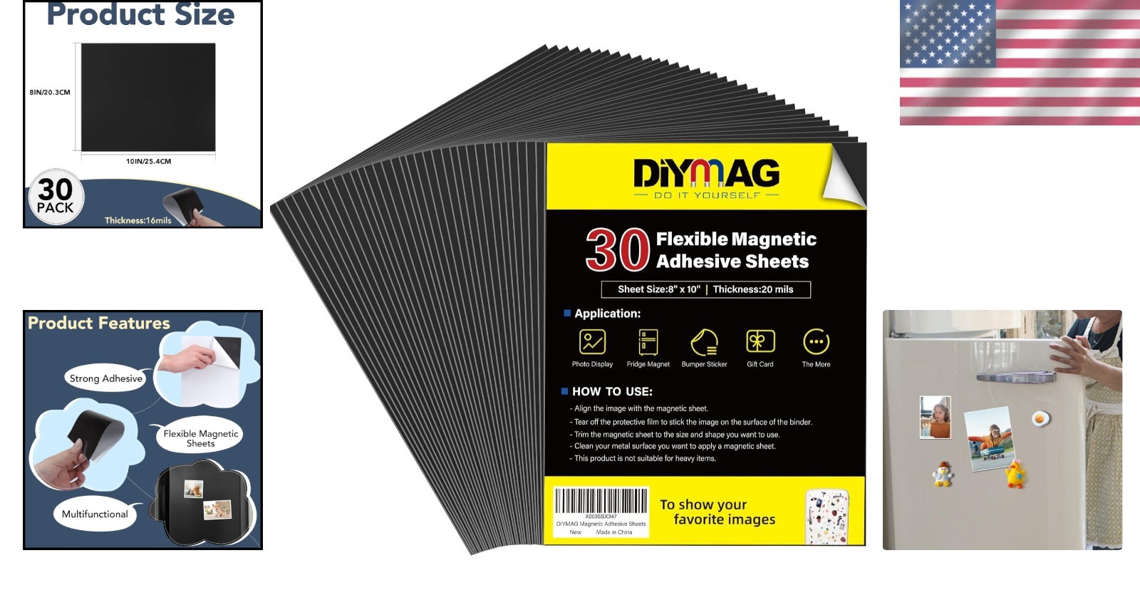 Adhesive Magnetic Sheets 30-Pack, 8×10 Inches – Ideal for Crafts & Decoration