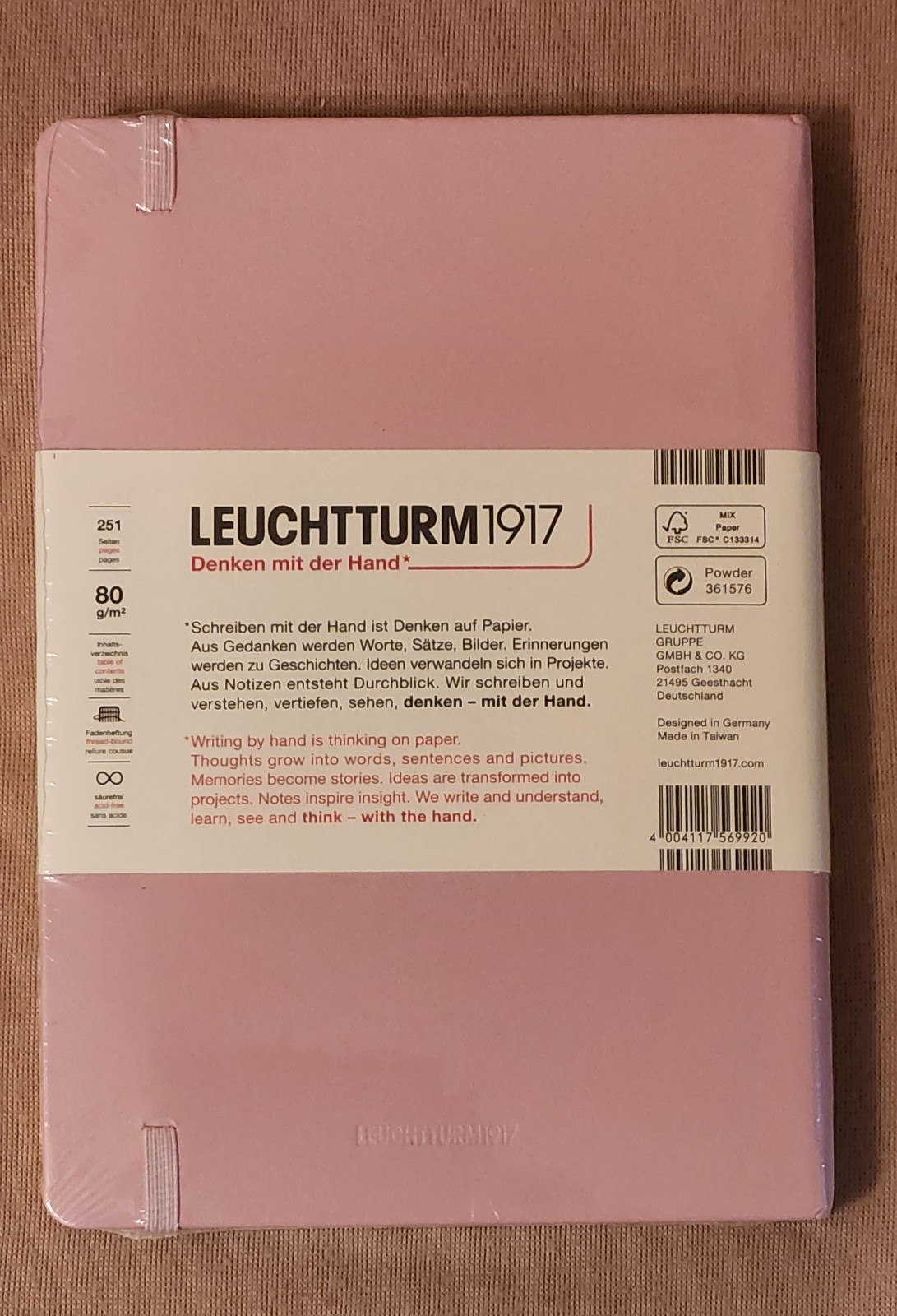 Leuchtturm 1917 Hardcover Dot Grid Notebook in Powder (pink) – A5 – NEW SEALED