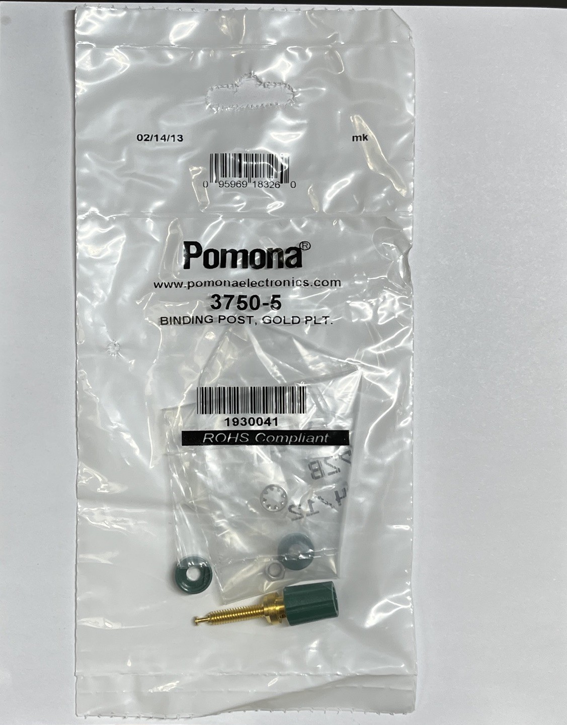 Pomona 3750-5 Gold Plated Binding Post, Accepts 4mm Banana Plug – Green, Knurled